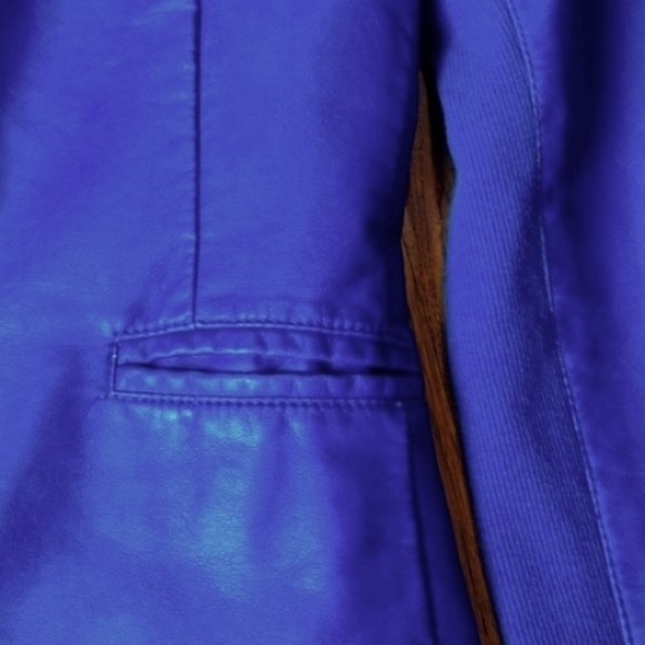 Vegan Leather Tailored Jacket Blue XS - Picture 6 of 8
